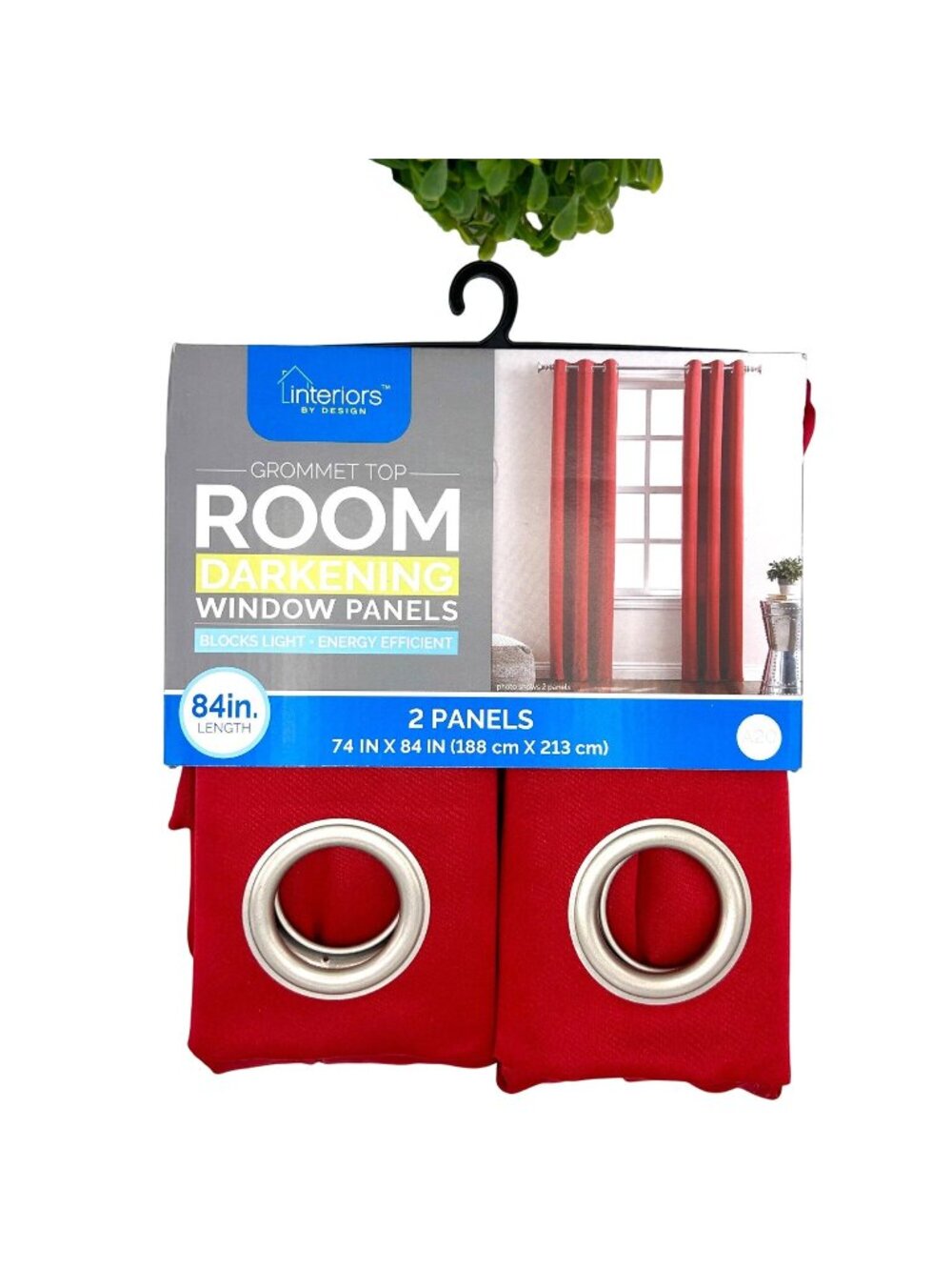 NEW INTERIORS BY DESIGN RED GROMMET TOP ROOM DARKENING 74"X84" 2 PANEL CURTAINS